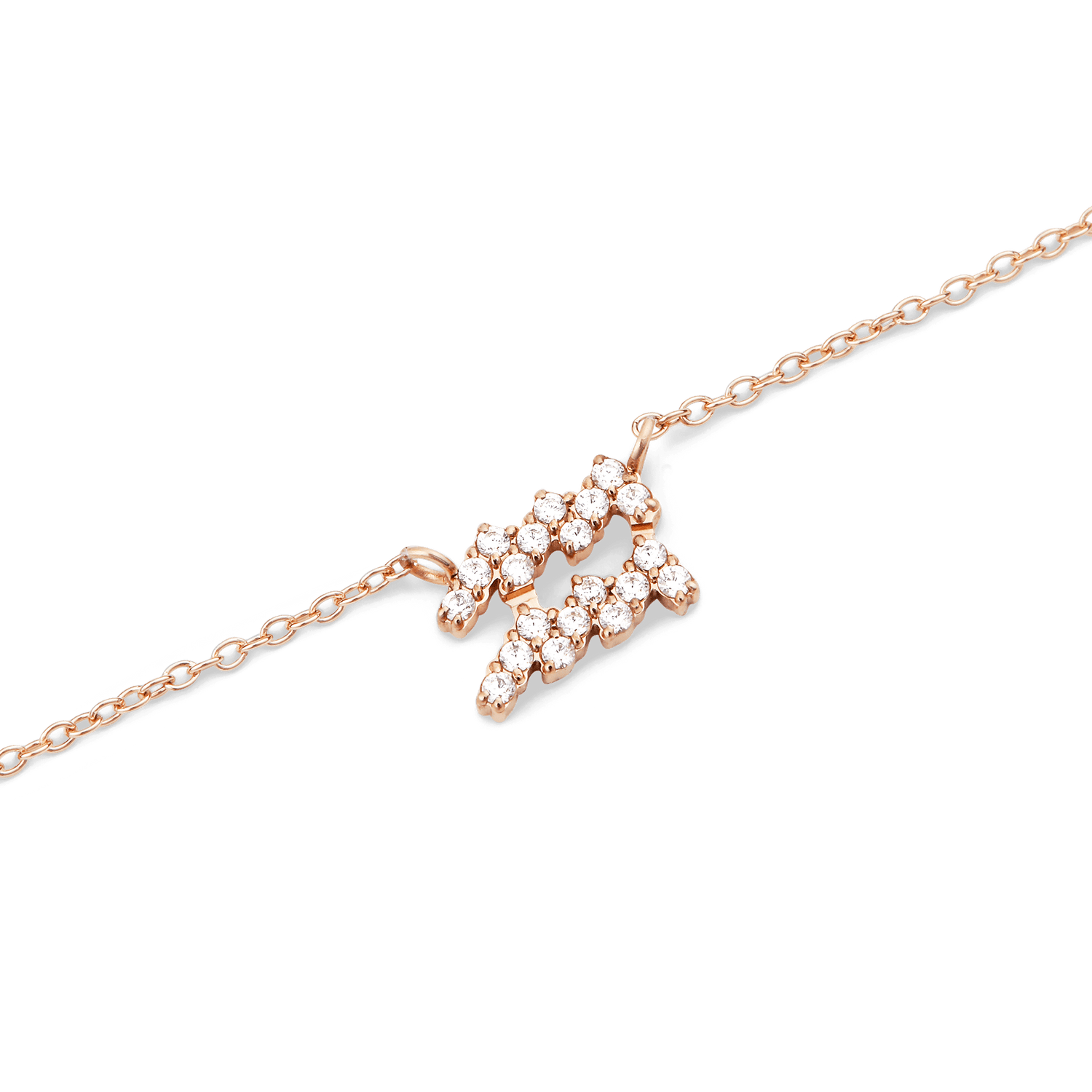 Crystal Zodiac Chain Necklace Rose Gold