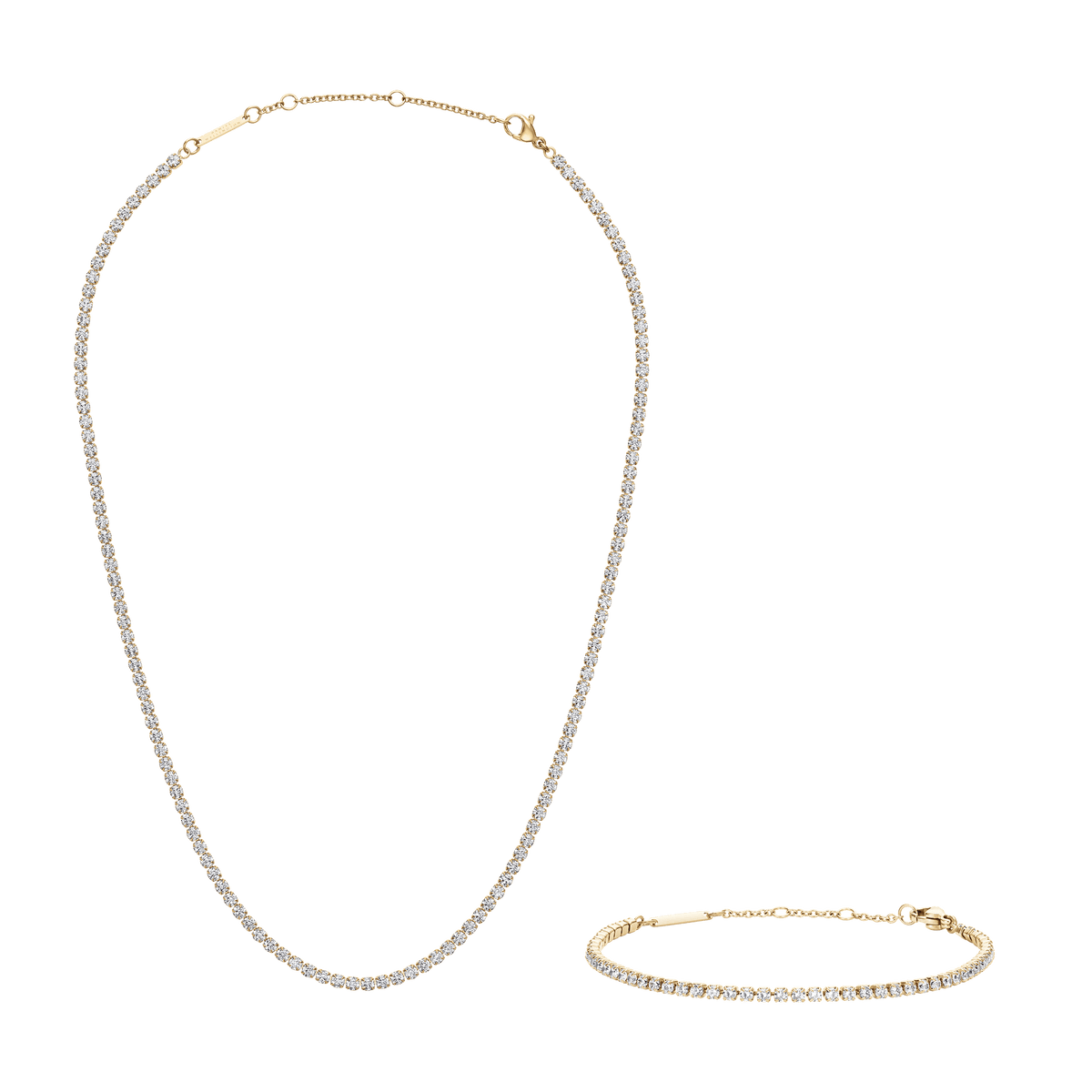 Classic Tennis Bracelet Gold + Classic Tennis Necklace Gold