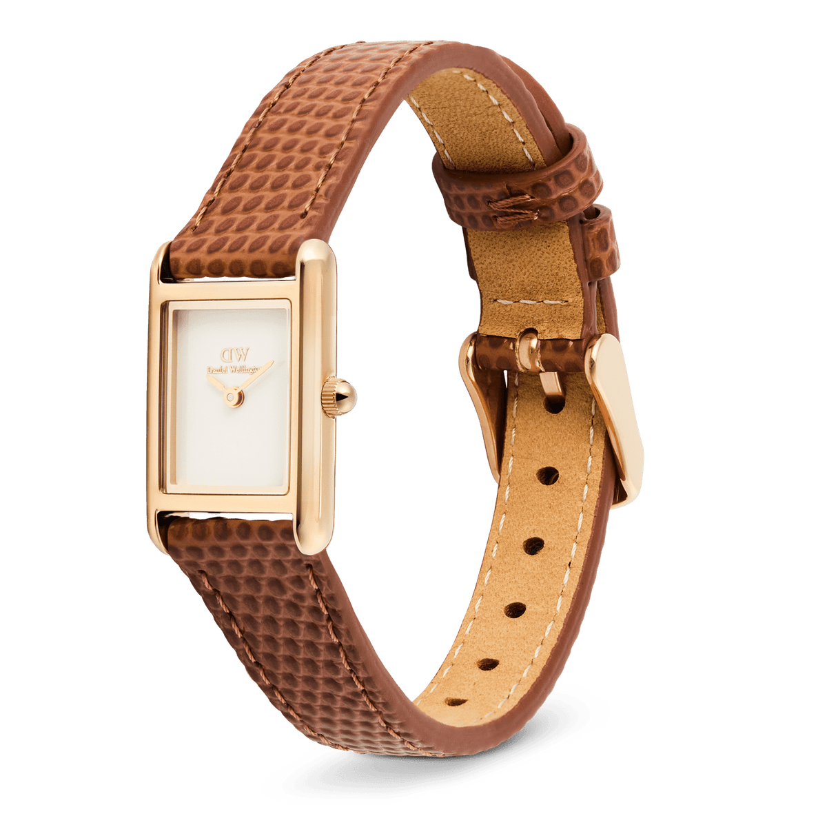 Bound Mini Light Brown Lizard White Rose Gold