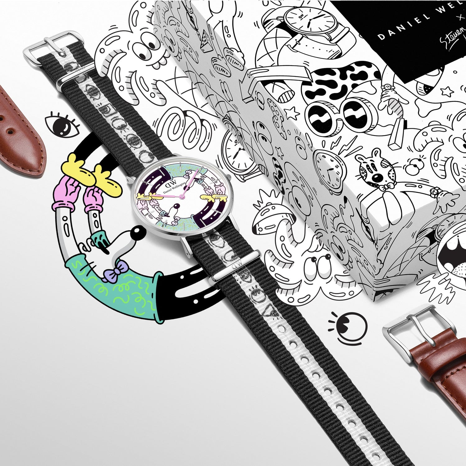 STEVEN HARRINGTON X DW SET: NATO MULTICOLOR PRINTED DIAL & STRAP