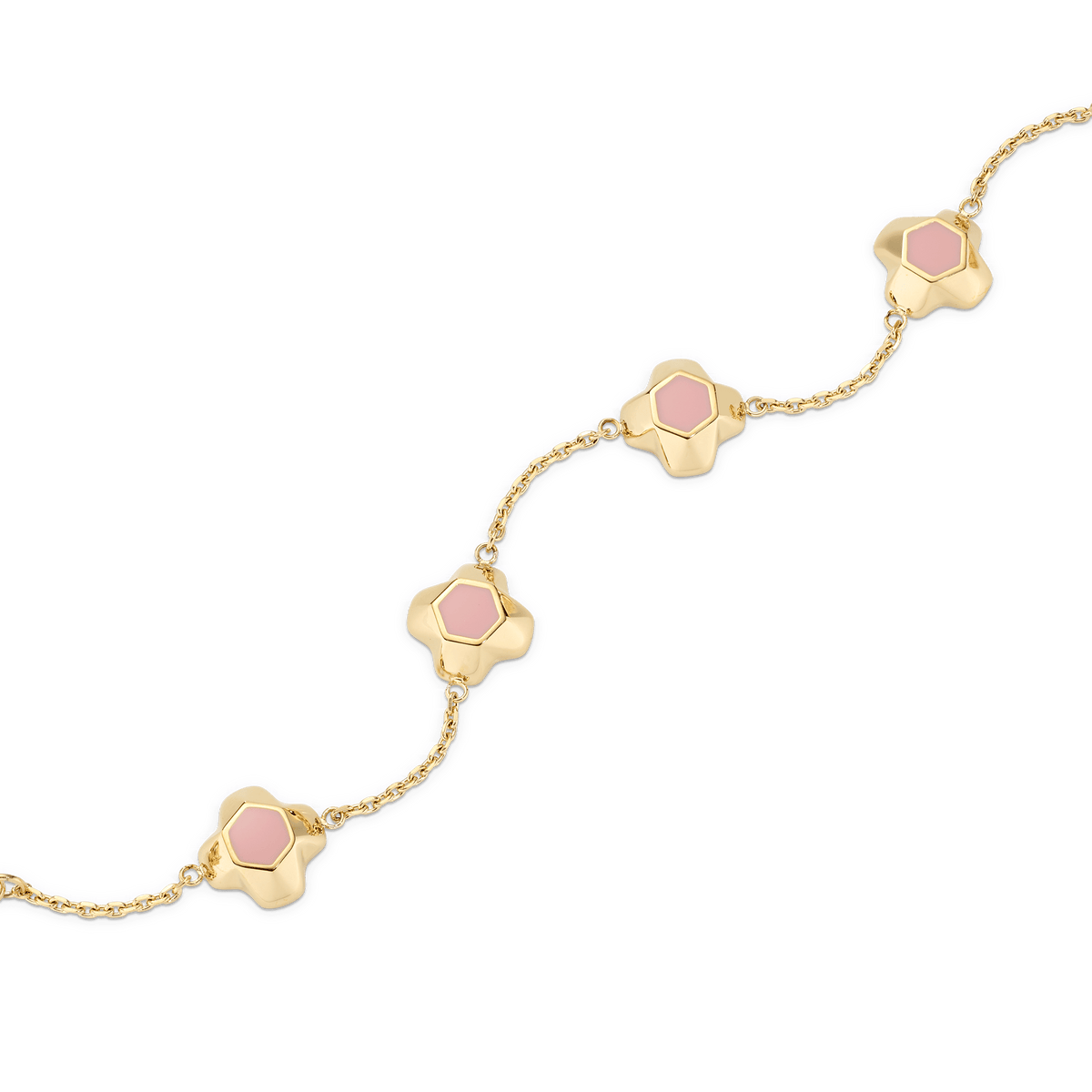 North Star Bracelet 5 Small Apricot Enamel Gold