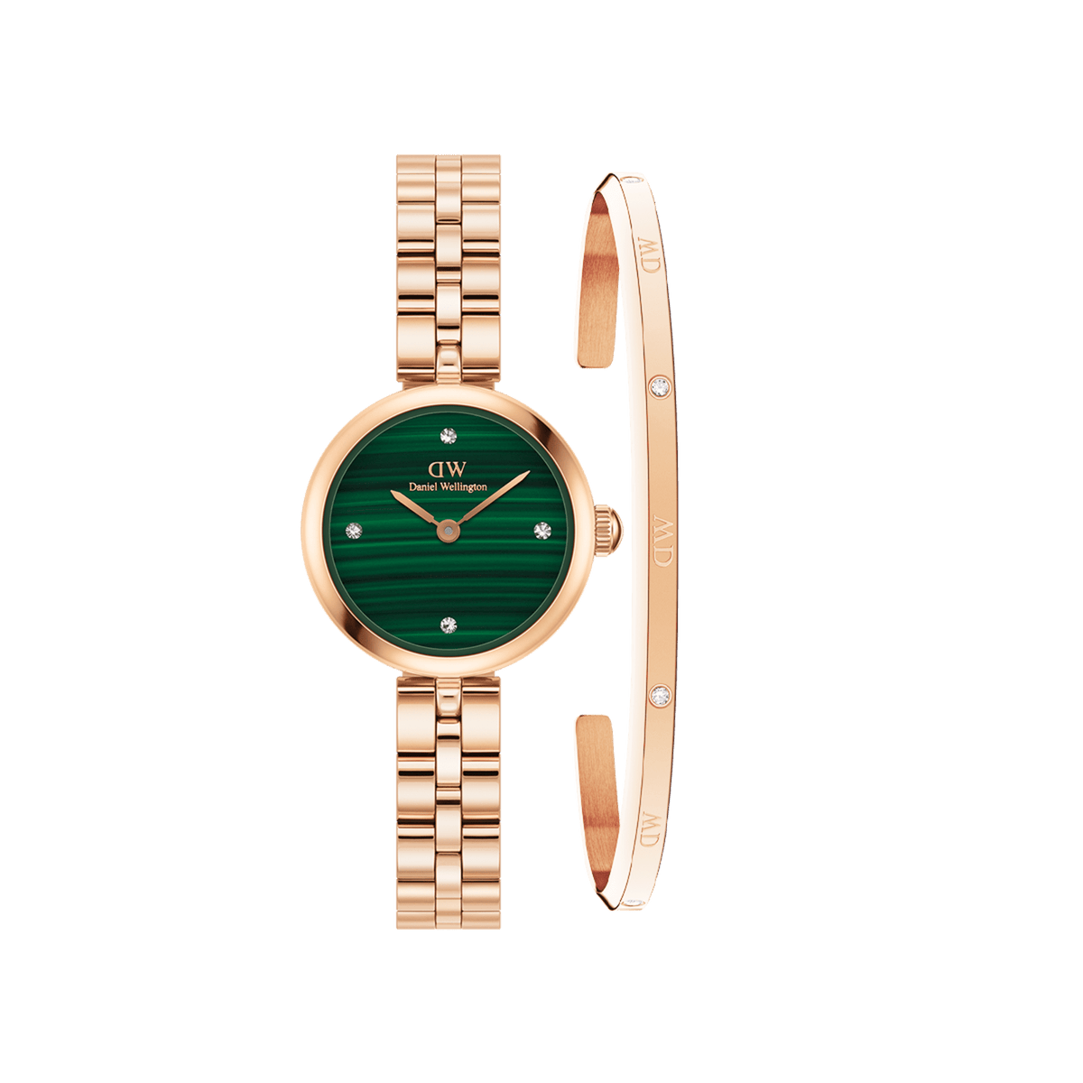 Elan Lumine Malachite Rose Gold & Classic Lumine Bracelet Rose Gold