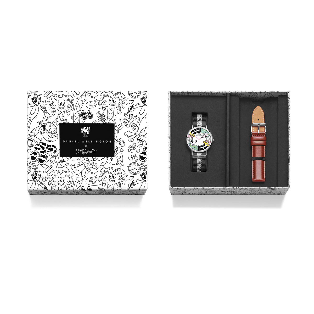 STEVEN HARRINGTON X DW SET: NATO MULTICOLOR PRINTED DIAL & STRAP