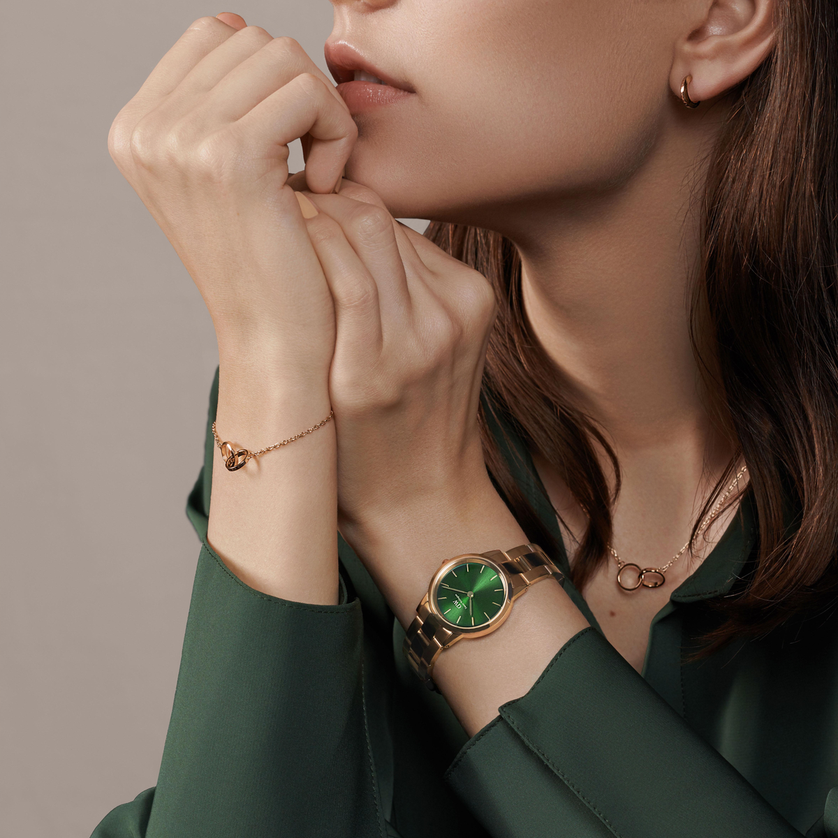 Iconic Link Emerald Green Rose Gold