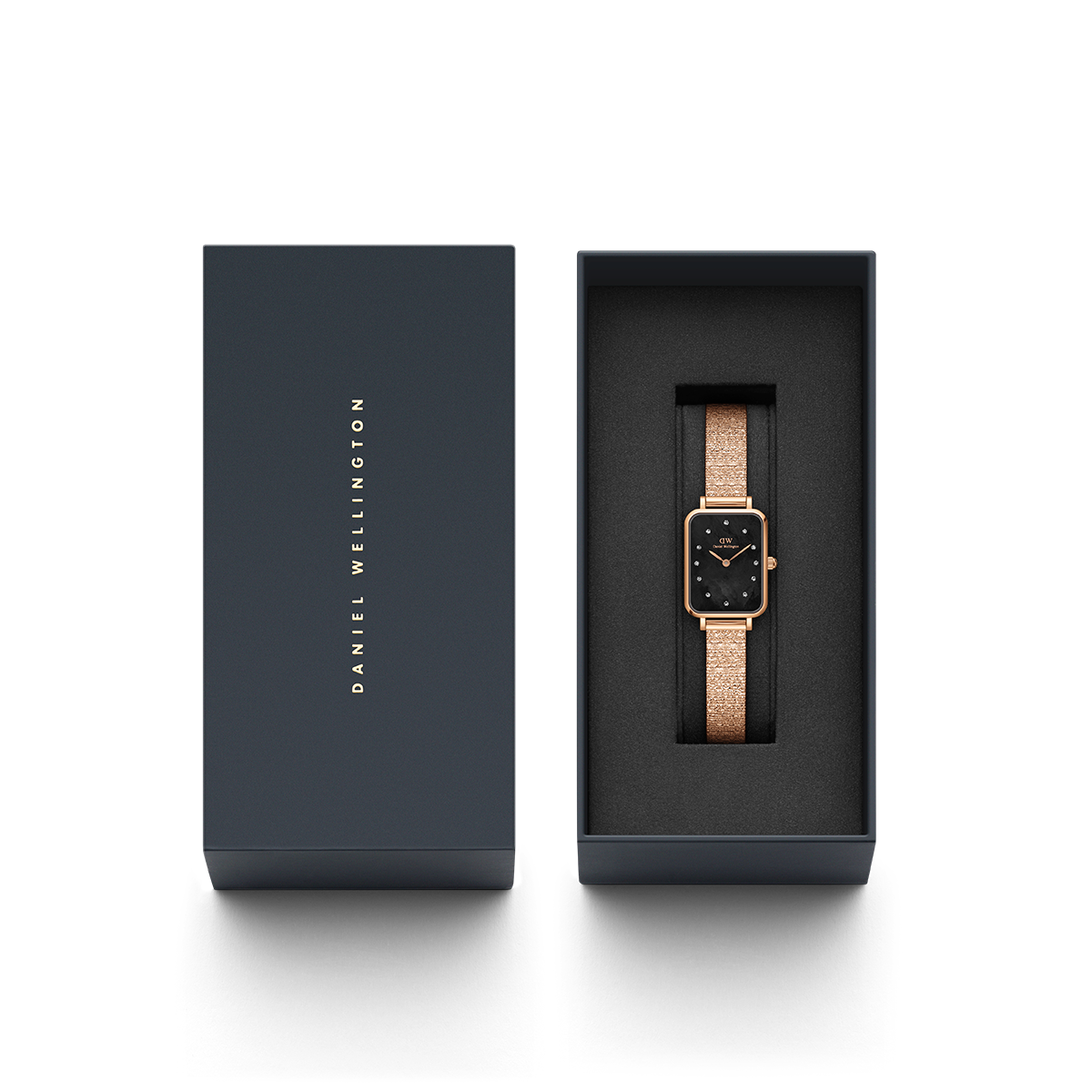 Quadro Lumine Pressed Piano Black MoP Rose Gold