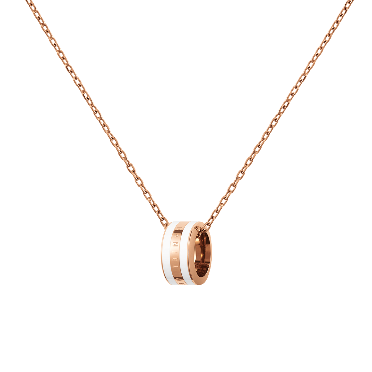 Emalie Necklace Rose Gold Satin White