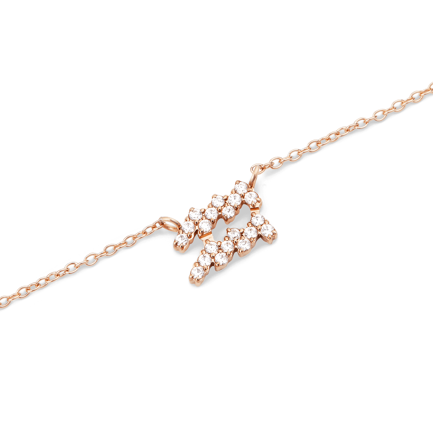 Crystal Zodiac Chain Necklace Rose Gold