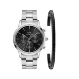 Iconic Chronograph Link Onyx Silver + Classic Bracelet Black