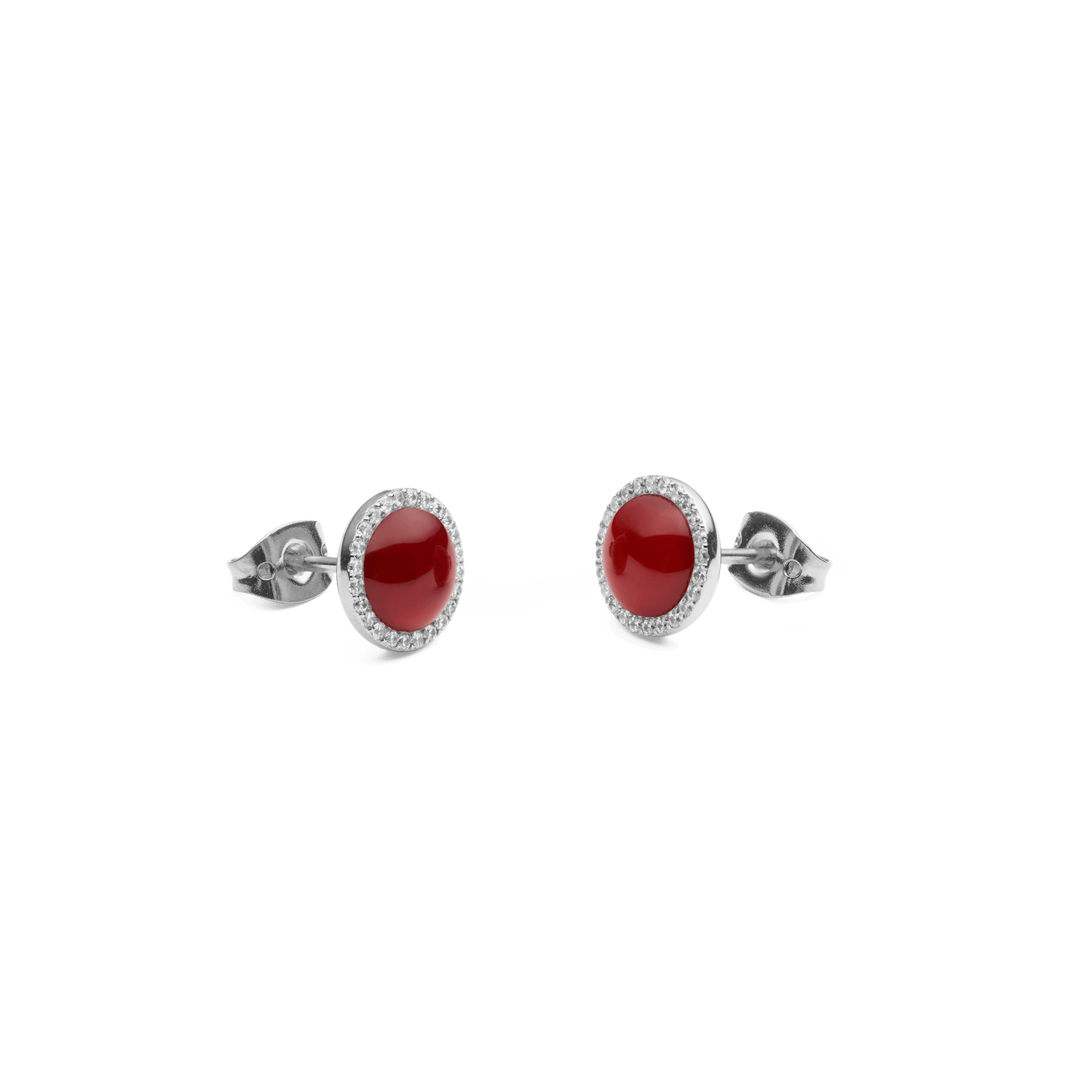 Audrey Earrings  Red Agathe Silver