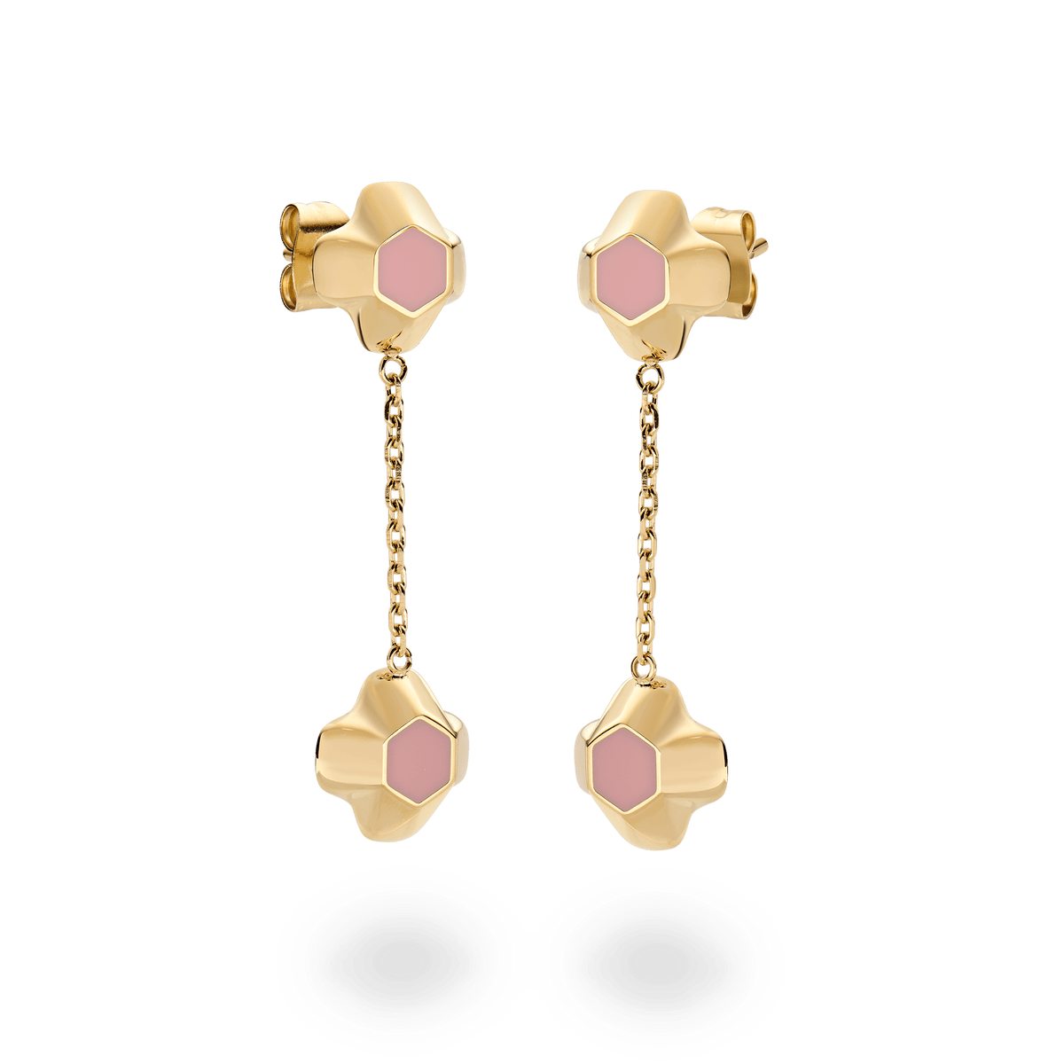 North Star Earrings Drop Apricot Enamel Gold