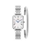 Quadro Roman Numerals 5-Link Silver & Classic Lumine Bracelet Silver
