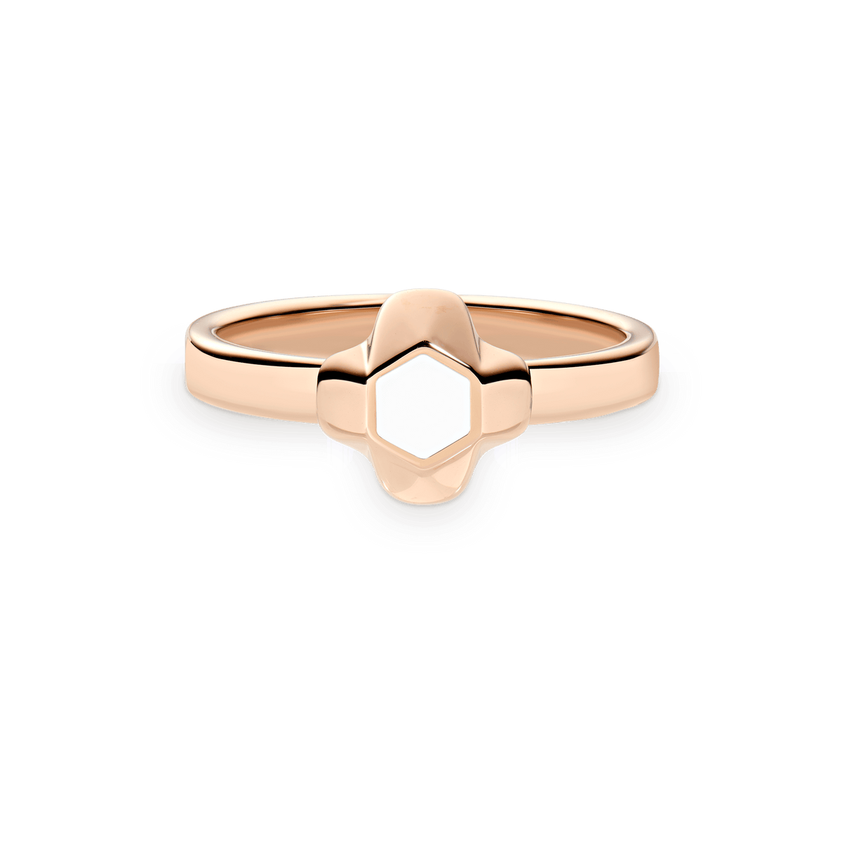 North Star Ring Small White Enamel Rose Gold