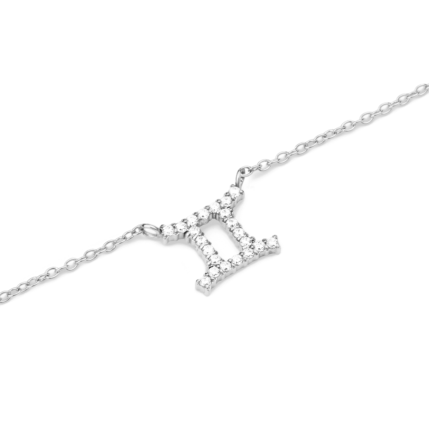 Crystal Zodiac Chain Necklace Silver