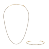 Classic Tennis Bracelet Gold + Classic Tennis Necklace Gold