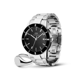 Iconic Paradigma Link Black Enamel & Classic Signet Ring Silver
