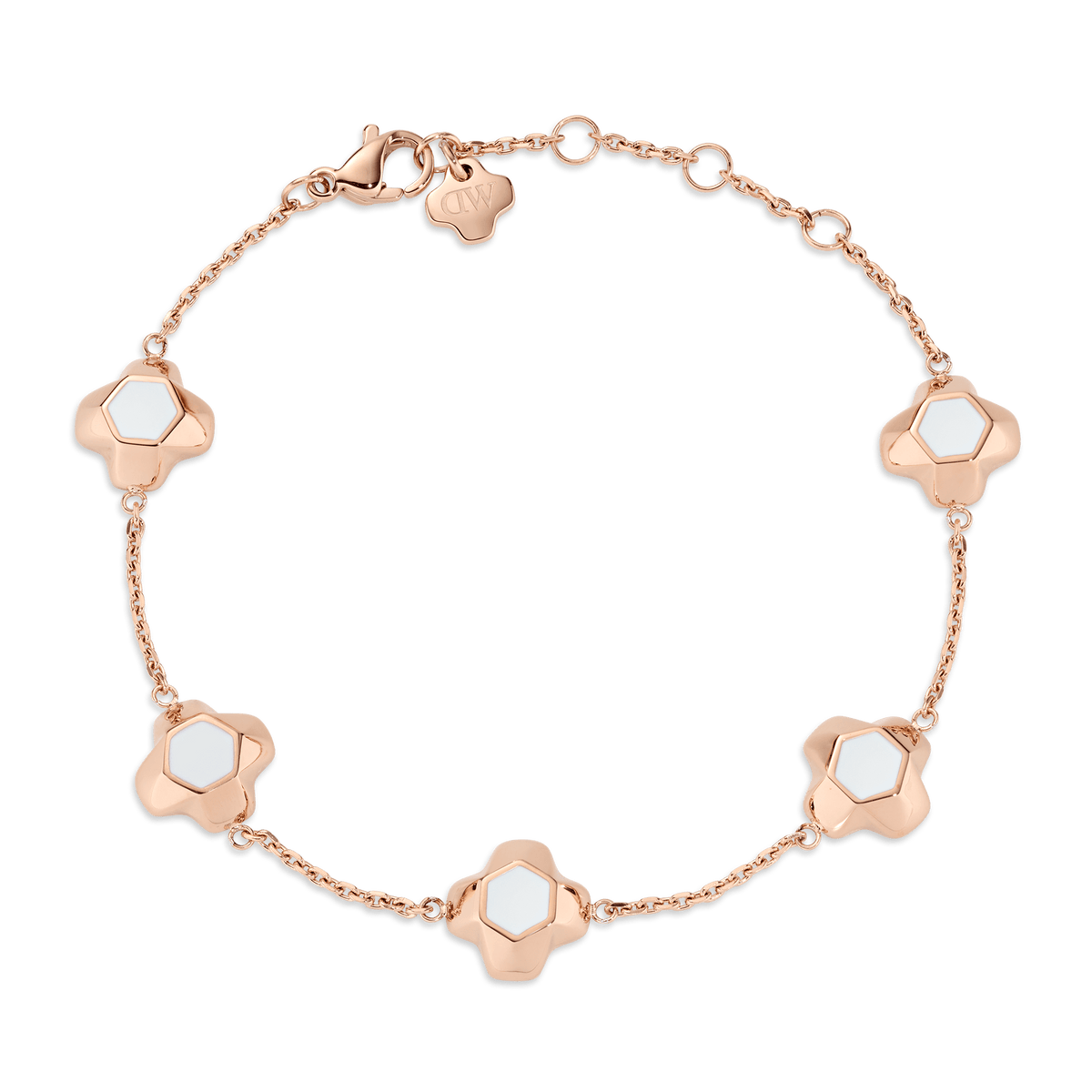 North Star Bracelet 5 Small White Enamel Rose Gold