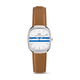 Cort Tan Brown Leather White-Blue Silver