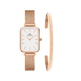Classic Bracelet Rose Gold + Quadro Pressed Melrose Eggshell White Rose Gold