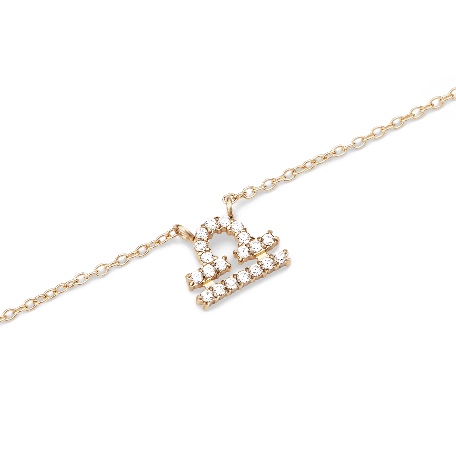 Crystal Zodiac Chain Necklace Gold