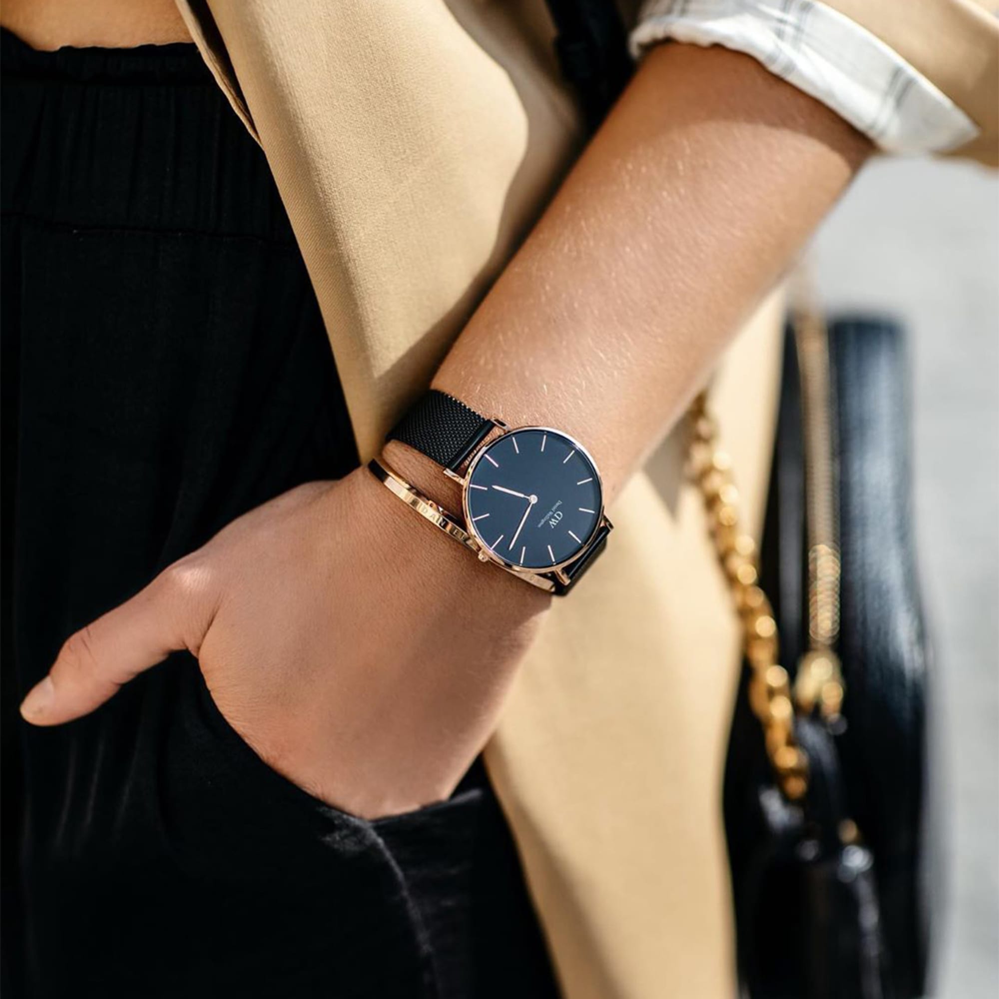 Daniel wellington black mesh watch best sale