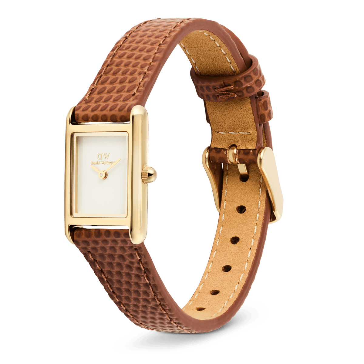 Bound Mini Light Brown Lizard White Gold
