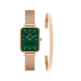 Classic Bracelet Rose Gold + Quadro Pressed Melrose Green Rose Gold