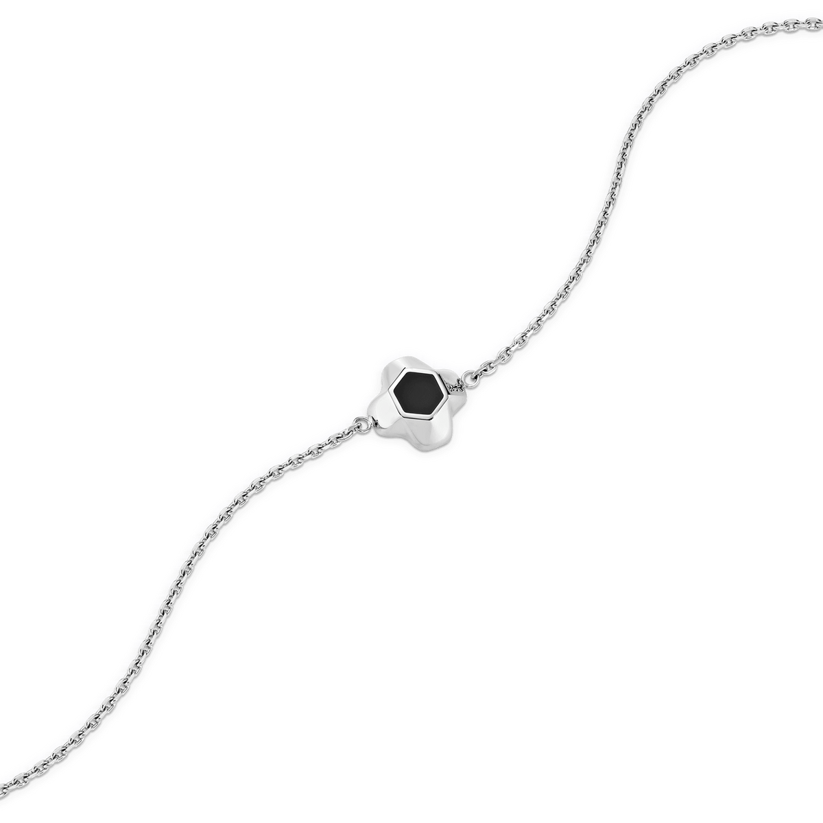 North Star Bracelet 1 Small Black Enamel Silver