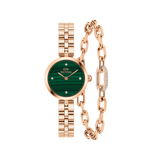Elan Lumine Malachite Rose Gold & Crystal Link Bracelet Rose Gold