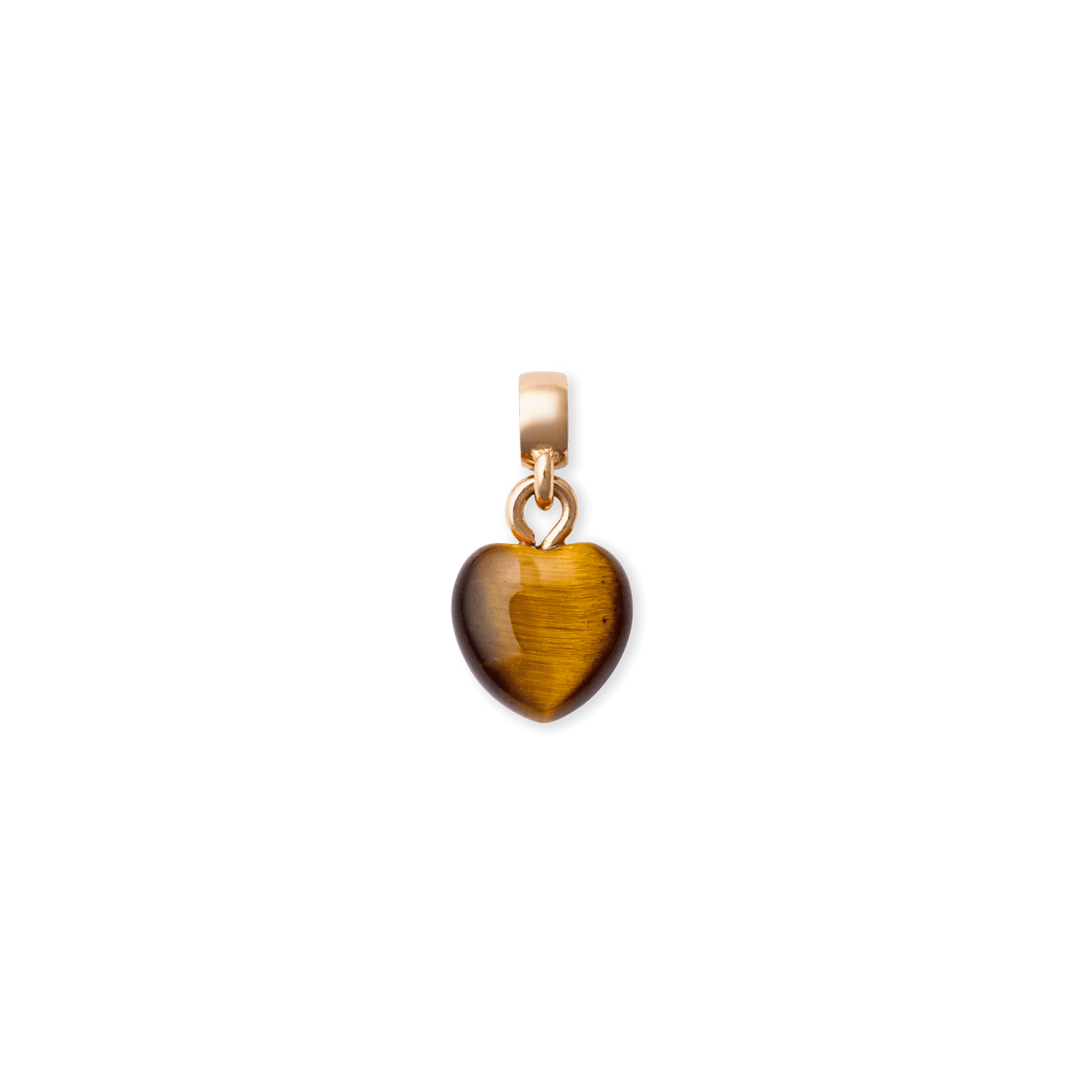 Tiger-eye Heart Rose Gold Charm