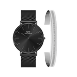 Classic Mesh Onyx Black + Elan Bracelet Silver