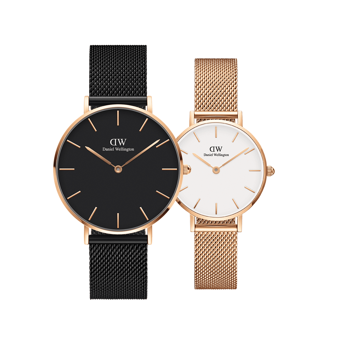 Petite Melrose Eggshell White Rose Gold + Petite Ashfield Black Rose Gold