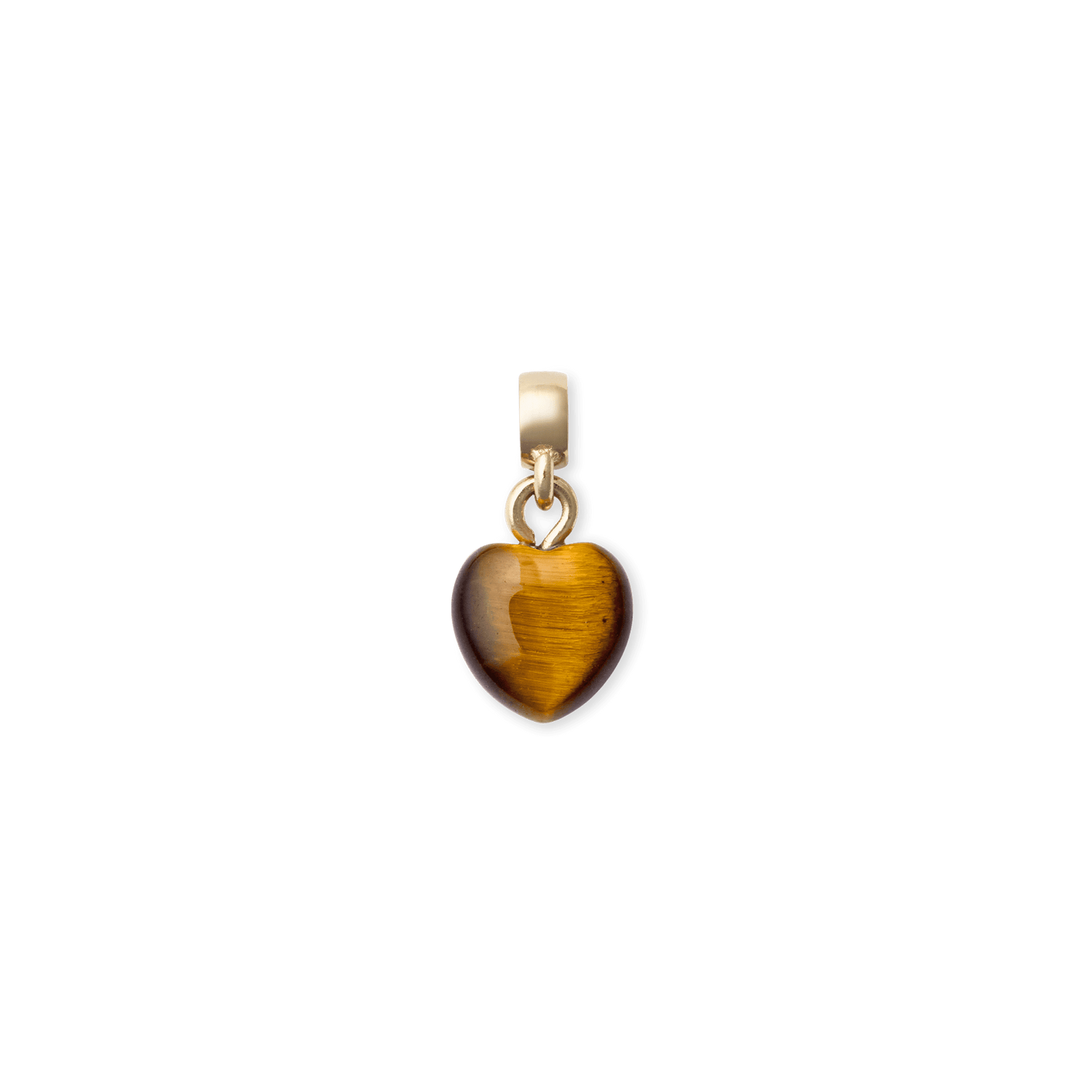 Tiger-eye Heart Gold Charm