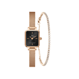Quadro Mini Melrose Onyx Rose Gold + Classic Tennis Bracelet Rose Gold