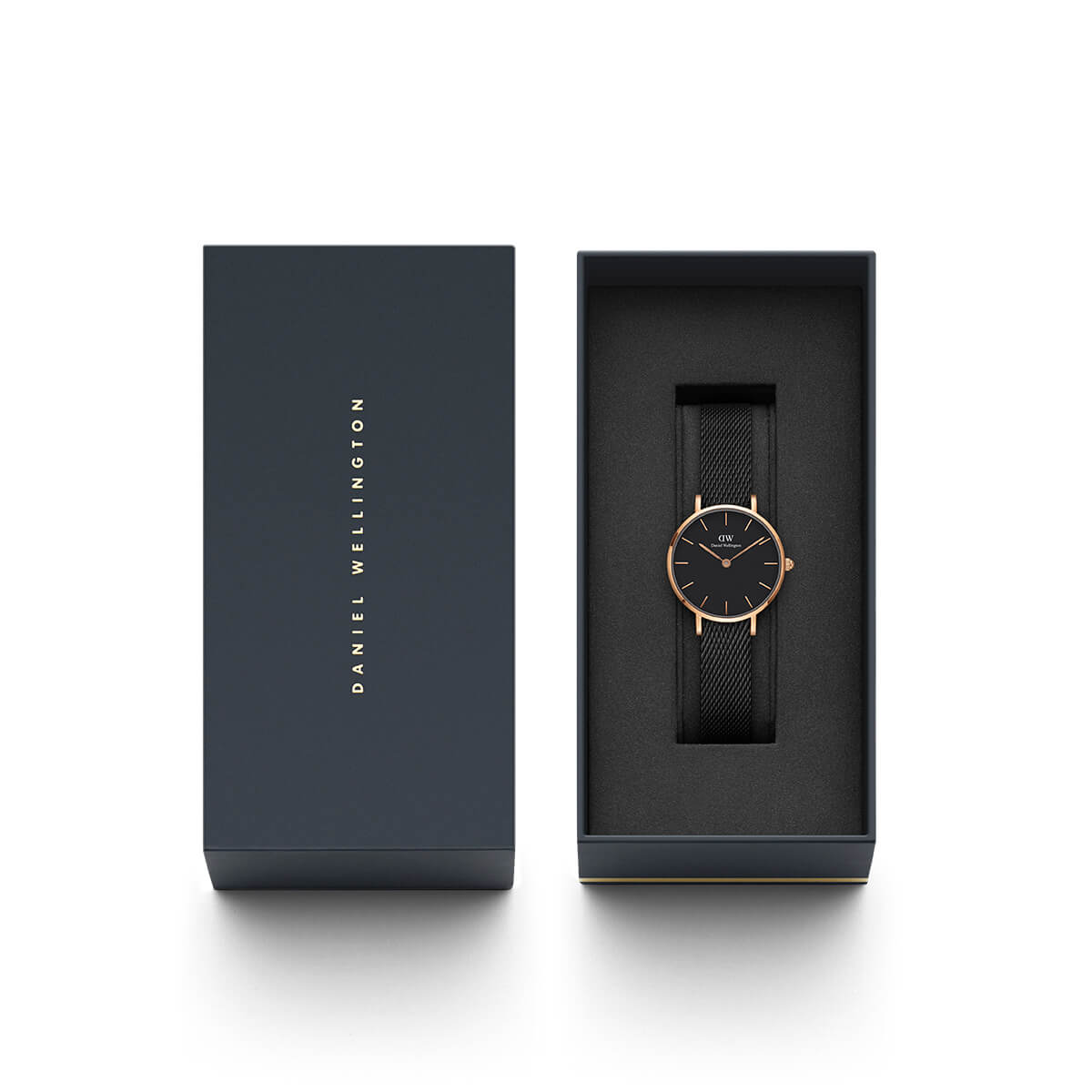 Petite Ashfield Black women s watch with rose gold DW