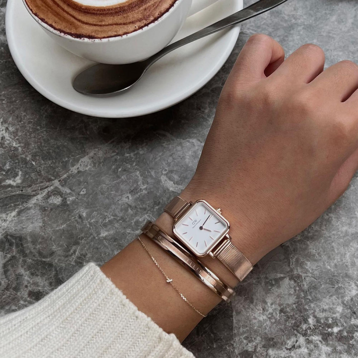 Wrist Gold Melrose Mesh Daniel Wellington Petite Melrose White